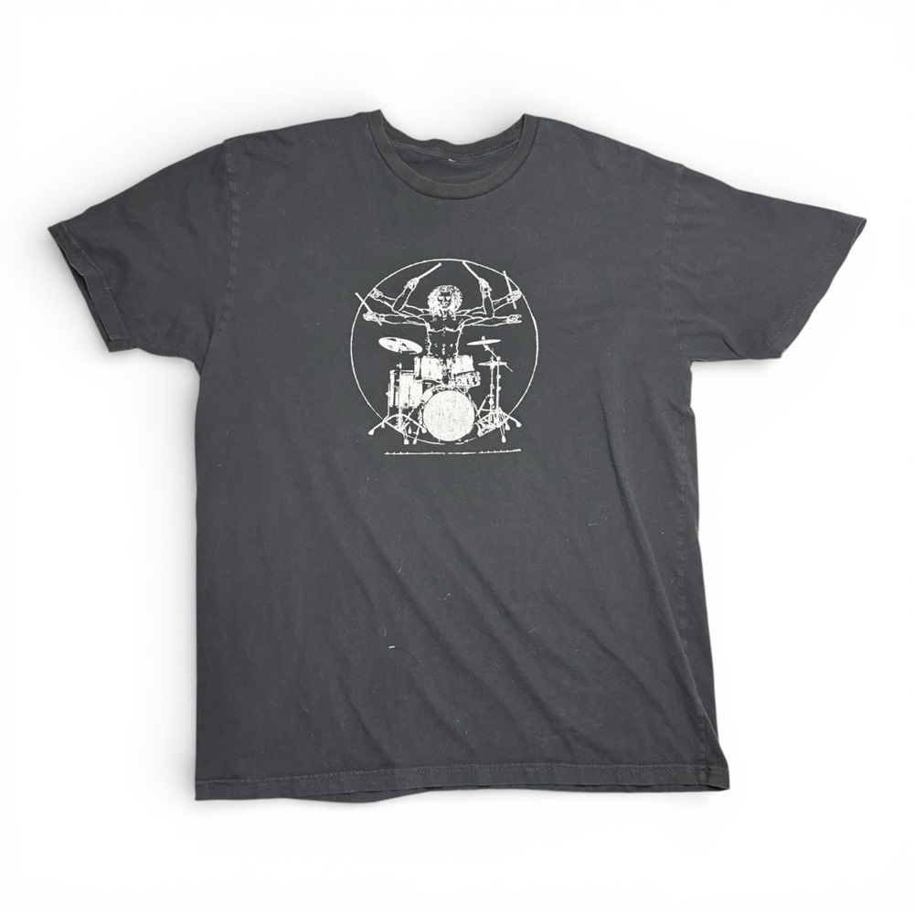 Drums T Shirt Vintage Set Cool Drummer Graphic Vitruvian Man Drumming